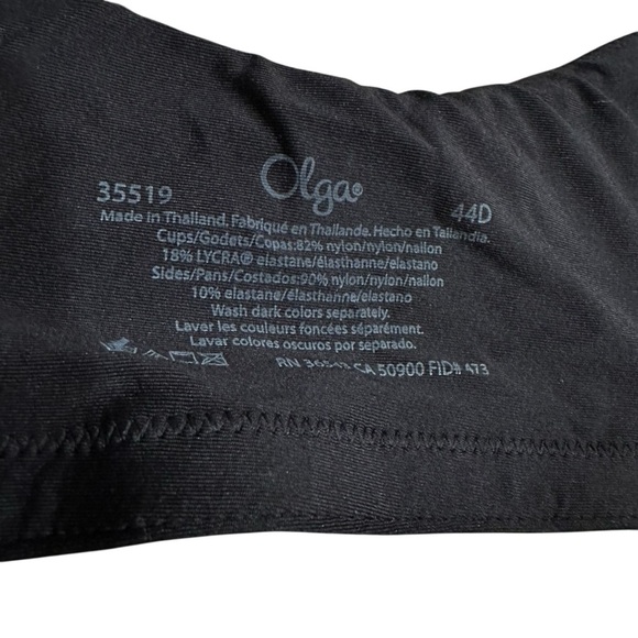 Olga Sheer Leaves Minimizer Bra, Black, 35519, Size 44D - Picture 7 of 8